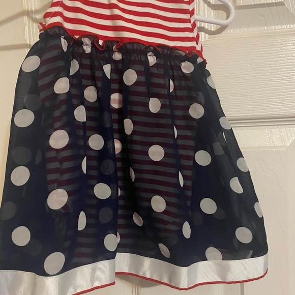 Bonnie Baby Polka Dot Patriotic Chiffon Bubble Romper - Picture 4 of 8